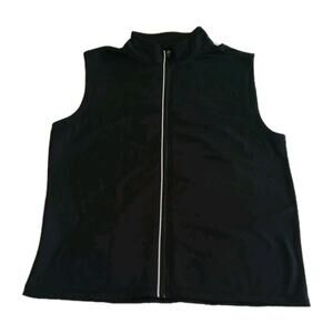 True Religion Women L Black Zip Up Stretch Vest Jacket Casual Layering Sleeveles